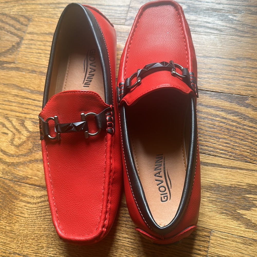 Red leather Loafers Giovanni